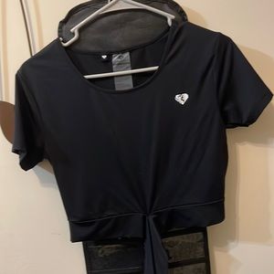 A crop top very cute tie around the waste tight shirt.